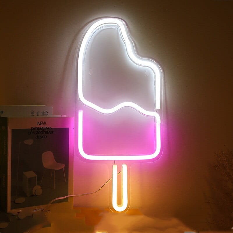 Neon LED USB/baterie lampka na ścianę Napis do pokoju znak  Lody