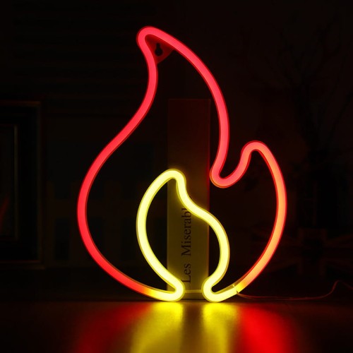 Compliment Neon LED Baterie/USB Na ścianę Ogień