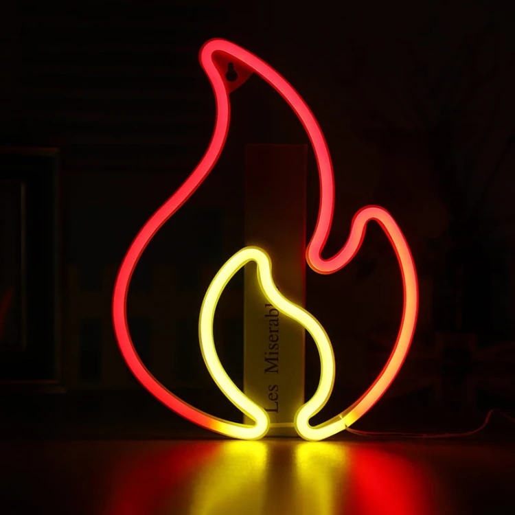 Compliment Neon LED Baterie/USB Na ścianę Ogień