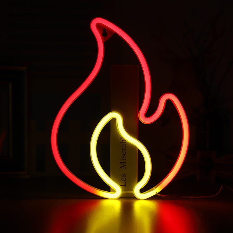 Compliment Neon LED Baterie/USB Na ścianę Ogień
