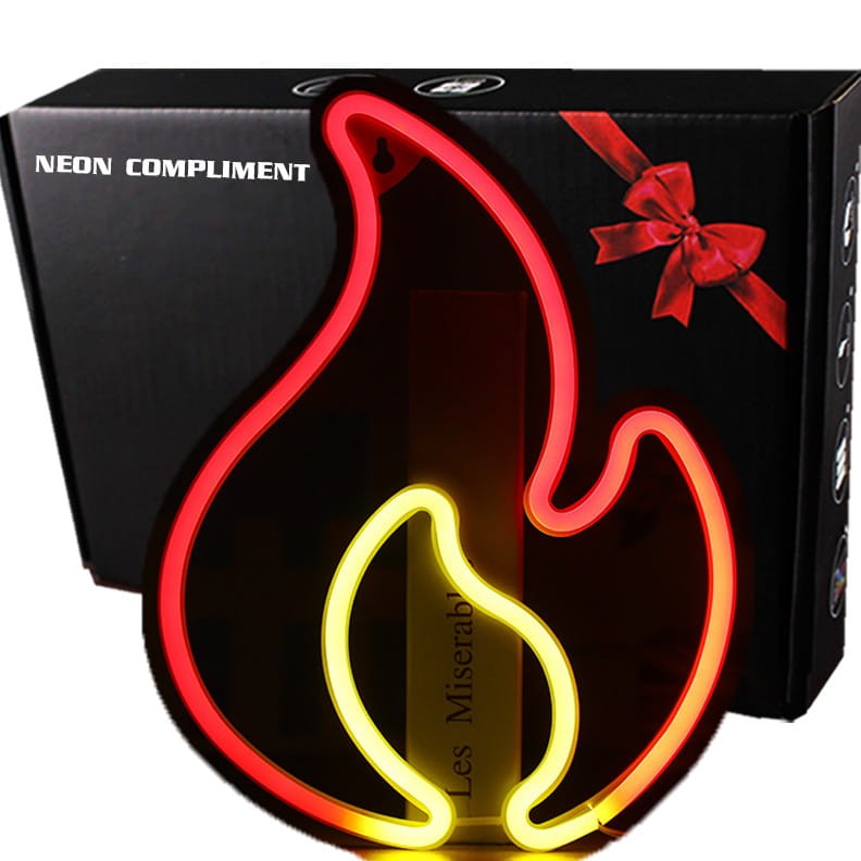 Compliment Neon LED Baterie/USB Na ścianę Ogień