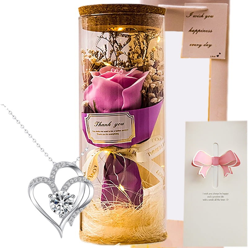 Prezent na Walentynki - Bukiet pachnących róż mydlanych pod szklaną kolbą