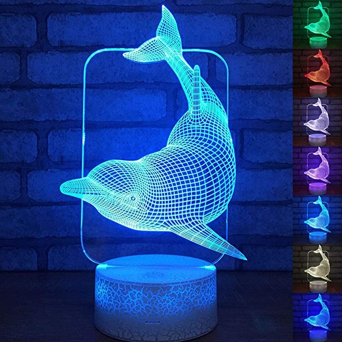 Lampka Nocna 3D lampa do wizualizacji 3D Delfin