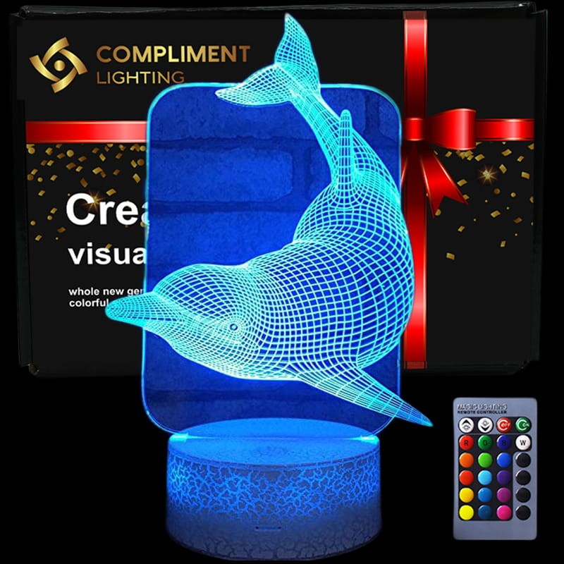 Lampka Nocna 3D lampa do wizualizacji 3D Delfin