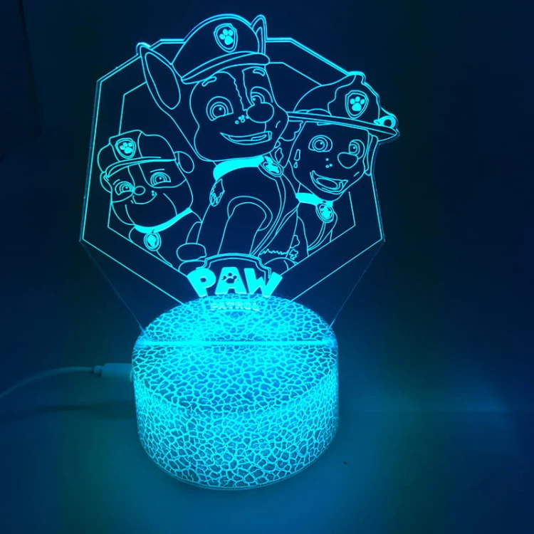 Lampka 3D LED z bohaterami Psi Patrol. Efektowne podświetlenie, 16 kolorów i pilot. Świetny pomysł na prezent dla dziecka.