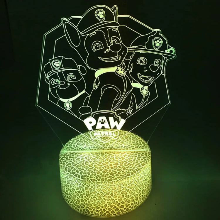 Lampka nocna 3D PAW Patrol – praktyczna i dekoracyjna. 16 kolorów, pilot, zasilanie USB. Świetny prezent dla fanów bajki.