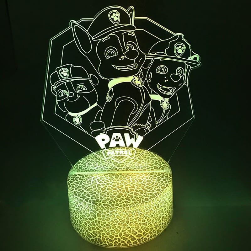 Lampka nocna 3D PAW Patrol – praktyczna i dekoracyjna. 16 kolorów, pilot, zasilanie USB. Świetny prezent dla fanów bajki.