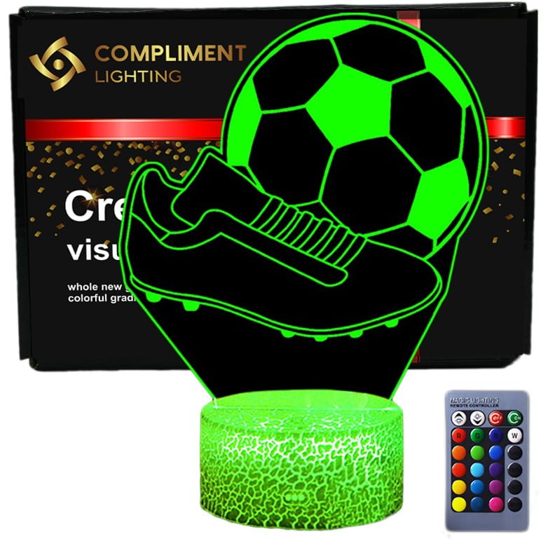 Lampka nocna 3D wizualizacja Personal Lamp LED USB pilot korki Piłka nożna korki