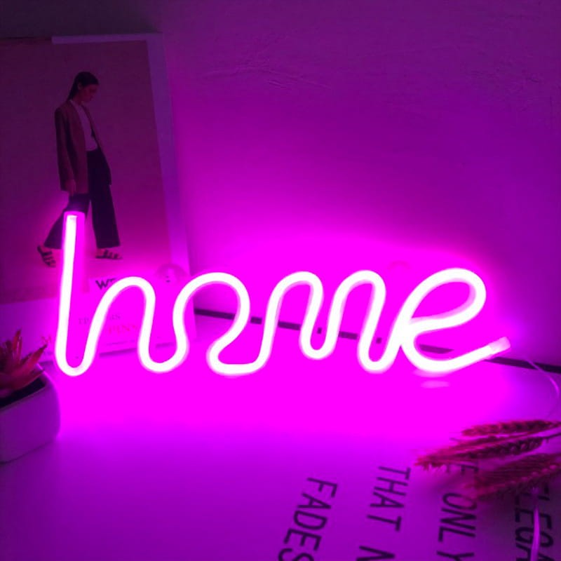 Neon LED USB/baterie lampka na ścianę Napis do pokoju znak neonowy Home różowy