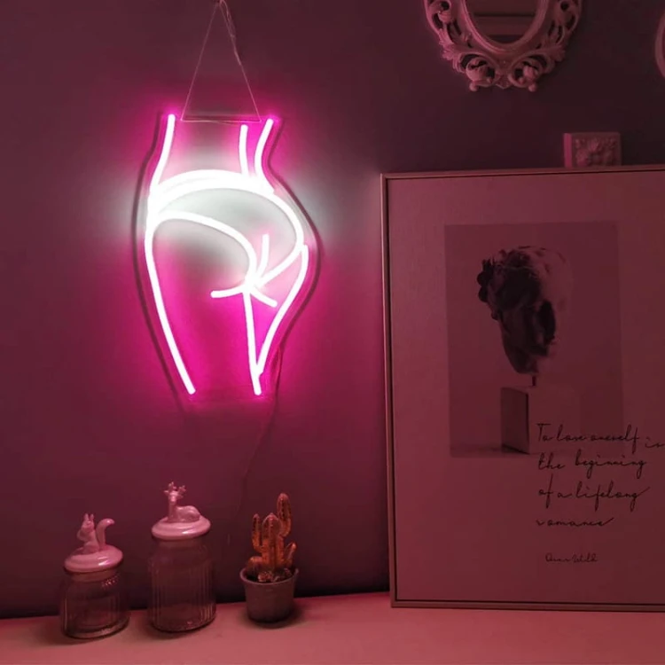 Duży Gotowy Neon led USB duży na ścianę kobieta postać