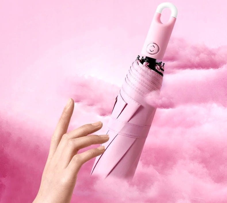 Parasolka różowo-srebrna ☔ Elegancka, składana i odporna na wiatr – idealna do torebki!