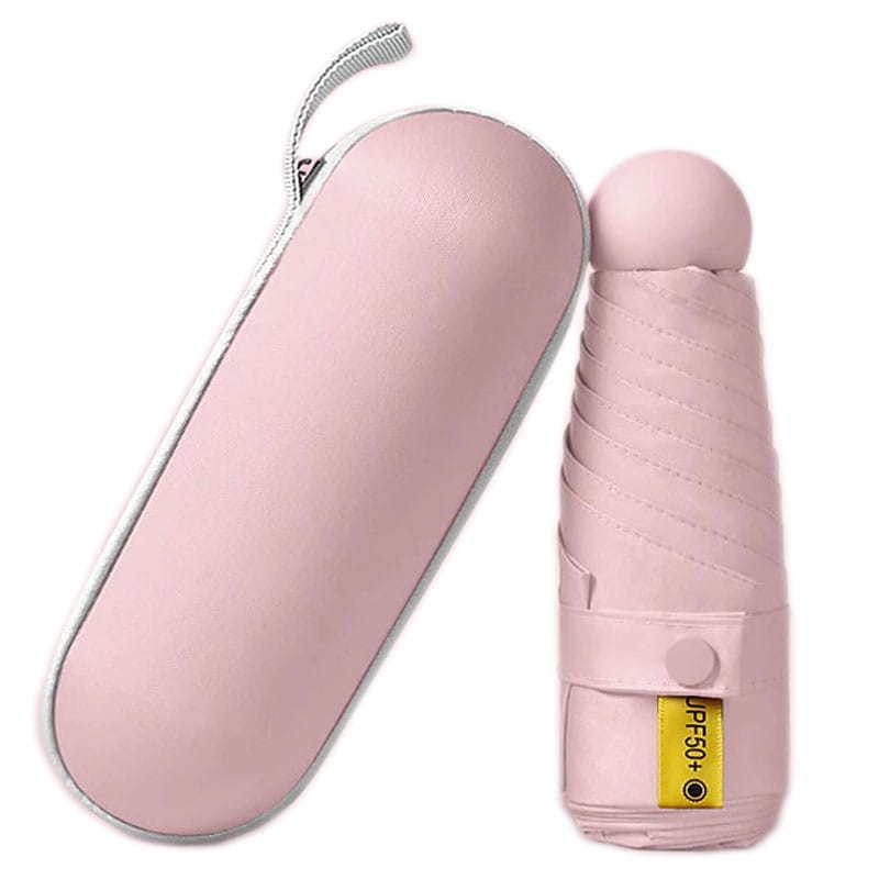 Mała parasolka w mini kapsułce – Różowa | Składana  UV50+ prezentowa