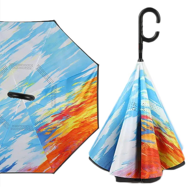 przeciwdeszczowa dwuwarstwowa składana odwrotna parasolka Fantazja