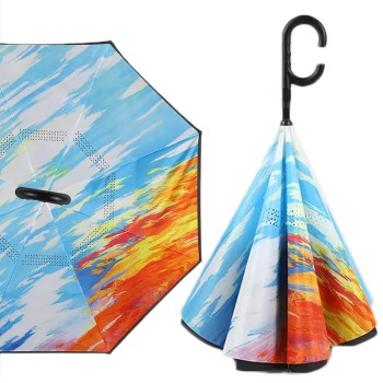 przeciwdeszczowa dwuwarstwowa składana odwrotna parasolka Fantazja