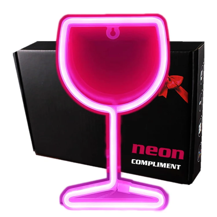 Neon Led Baterie/USB Lampka na ścianę Napis do pokoju Kieliszek do wina