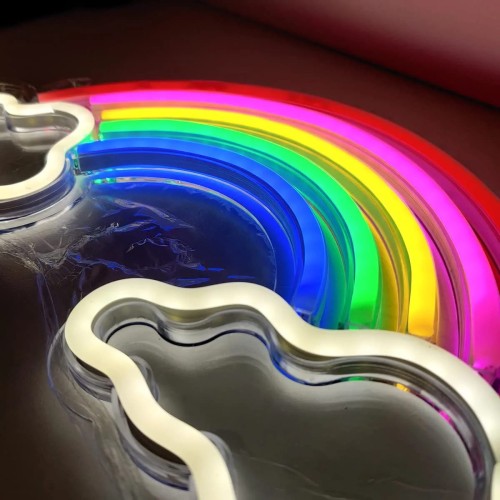 Duży Gotowy Neon led USB duży na ścianę tęcza chmura