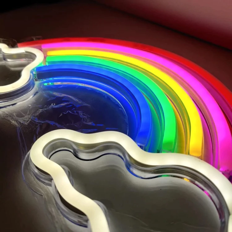 Duży Gotowy Neon led USB duży na ścianę tęcza chmura