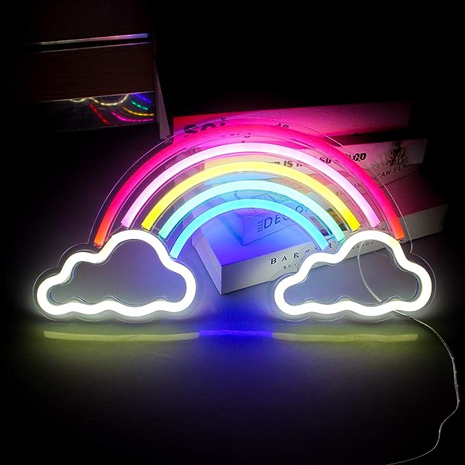 Duży Gotowy Neon led USB duży na ścianę tęcza chmura