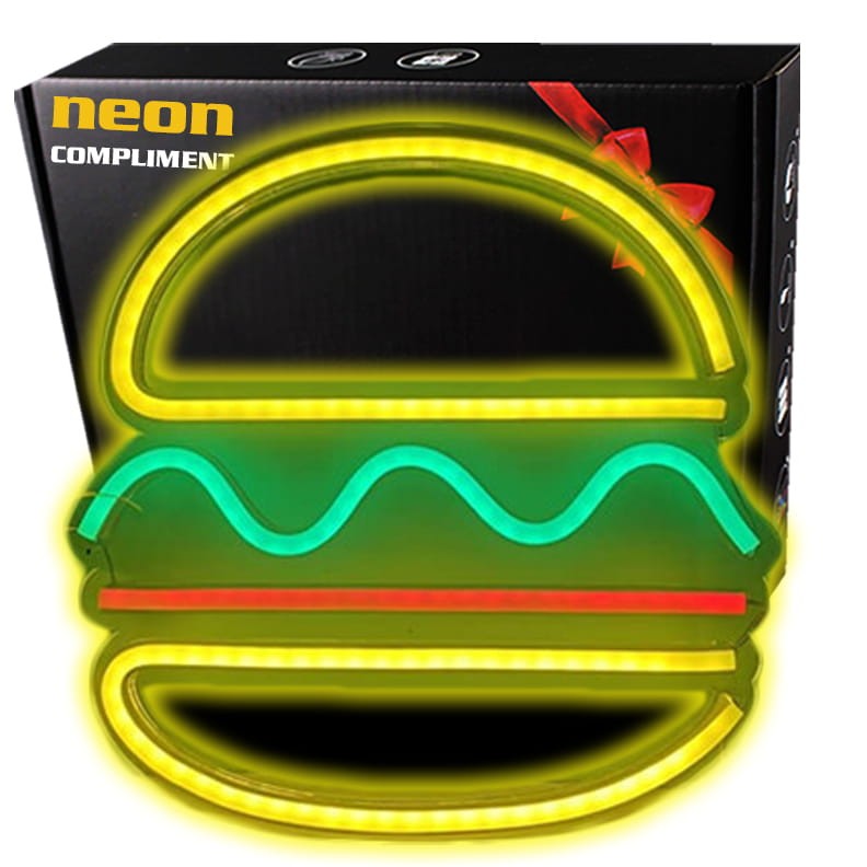 Compliment Neon Duży LED USB Na ścianę Hamburger