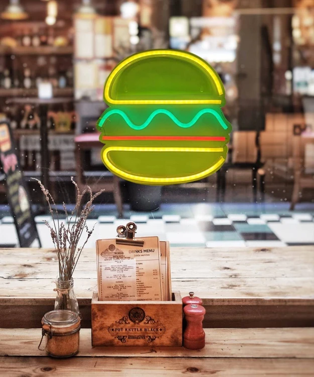 Compliment Neon Duży LED USB Na ścianę Hamburger