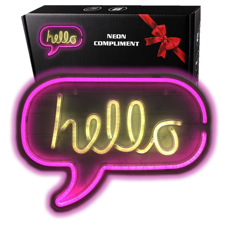 Duży Gotowy Neon led USB na ścianę Hello