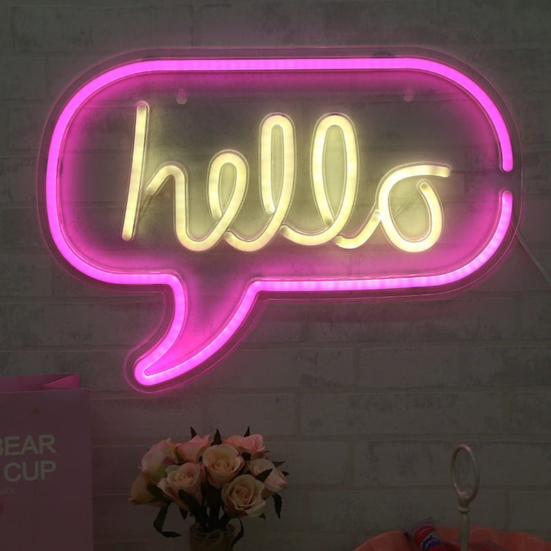 Duży Gotowy Neon led USB  na ścianę  Hello