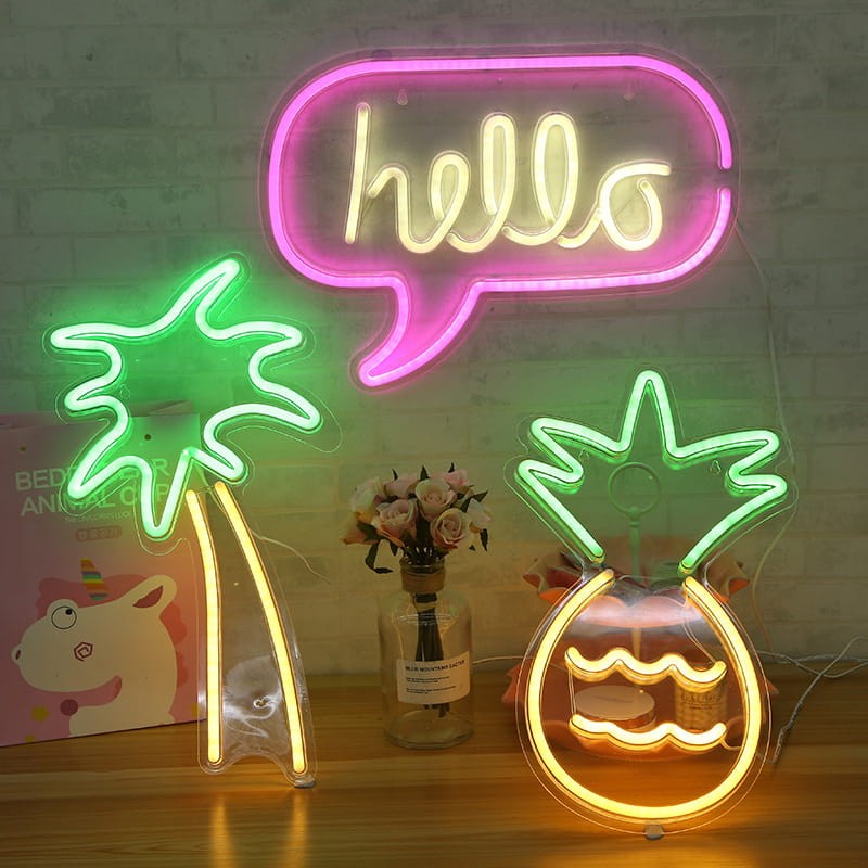 Duży Gotowy Neon led USB na ścianę Hello