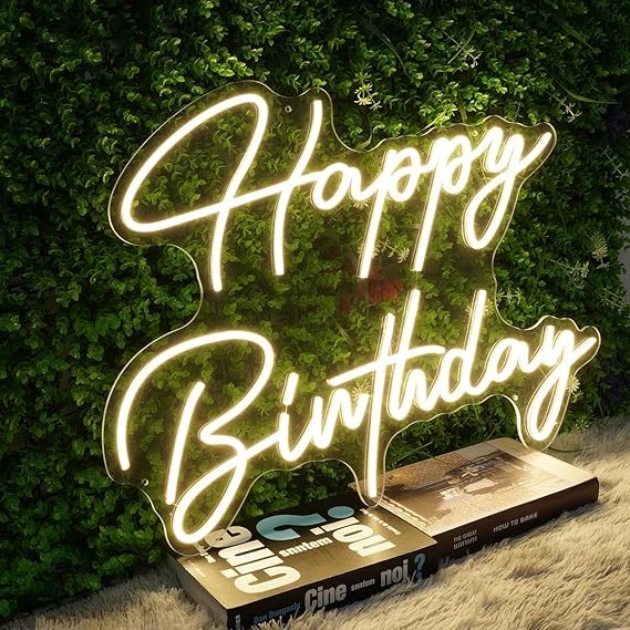 Duży Neon LED USB  lampka na ścianę Napis do pokoju znak neonowy  Happy Birthday