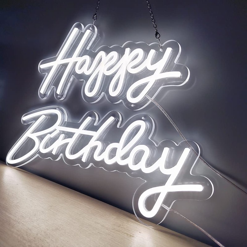 Duży Gotowy Neon led USB na ścianę Happy Birthday