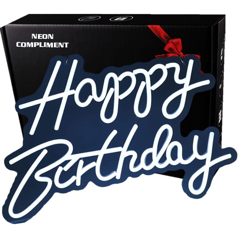 Duży Gotowy Neon led USB na ścianę Happy Birthday