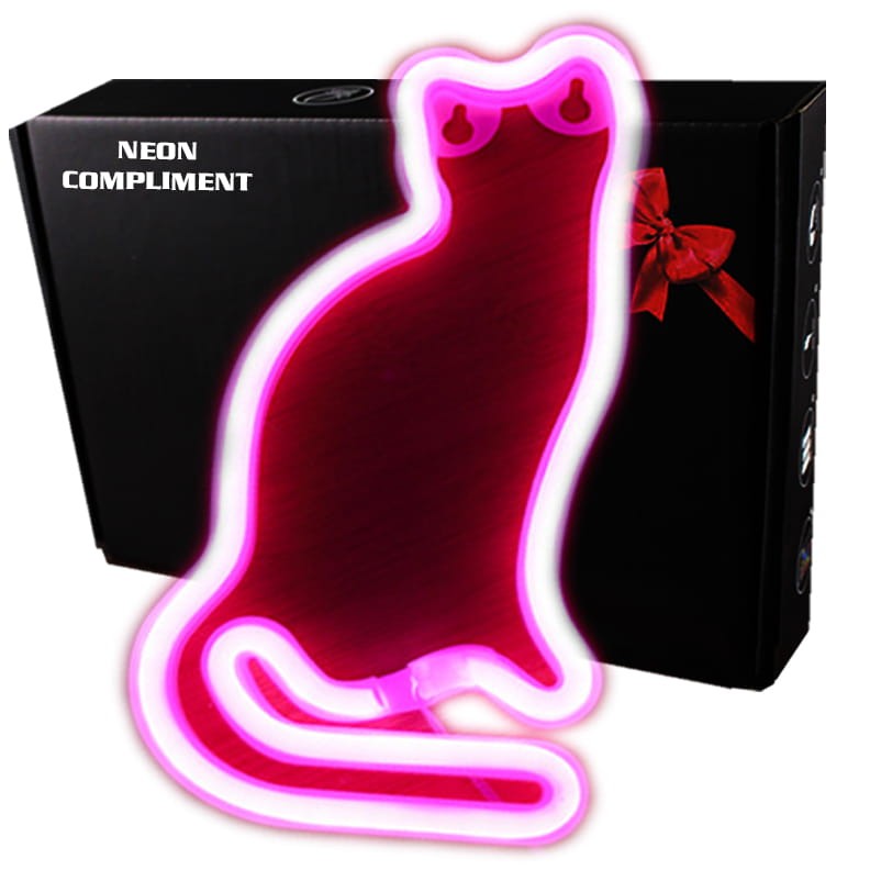 Neon LED „Kotek” –  różowe światło, urocza ozdoba na ścianę do każdego wnętrza.