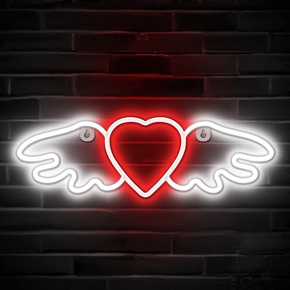 Neon LED Baterie/USB Na ścianę Anielskie Serce