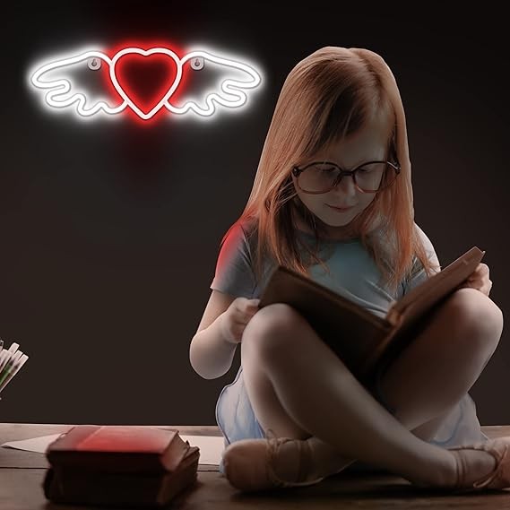 Neon LED Baterie/USB Na ścianę Anielskie Serce