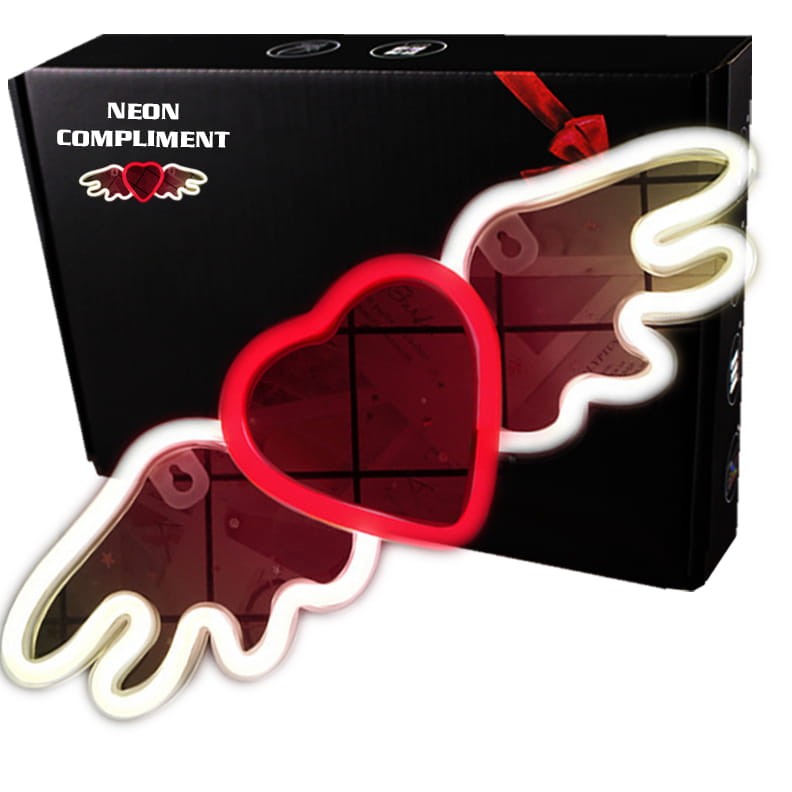 Neon LED Baterie/USB Na ścianę Anielskie Serce