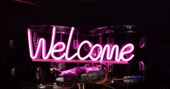 Neon LED Baterie/USB Na ścianę Welcome