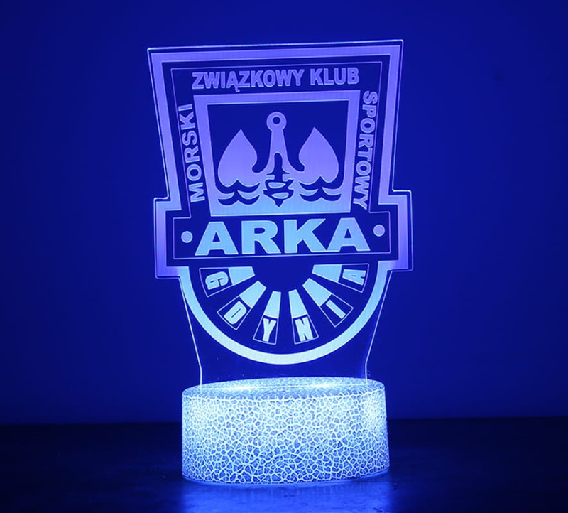 Lampka nocna 3D Liga polska Arka Gdynia – piłkarska lampa LED USB dla fana z Gdyni.