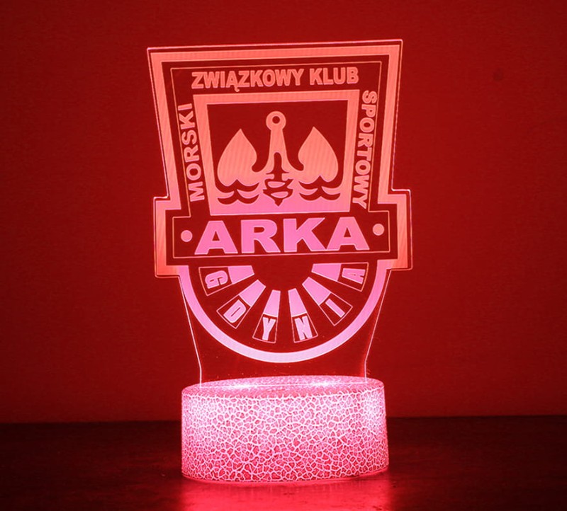 Piłkarska lampka 3D Arka Gdynia – świetny prezent dla miłośnika ligi polskiej.