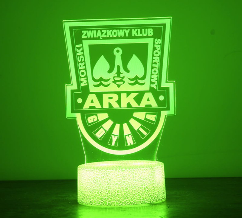 Lampka 3D LED Arka Gdynia Piłka Nożna – nowoczesna nocna lampa do pokoju kibica.