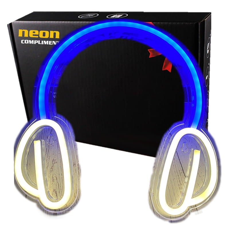 Duży Gotowy Neon led USB na ścianę Słuchawki