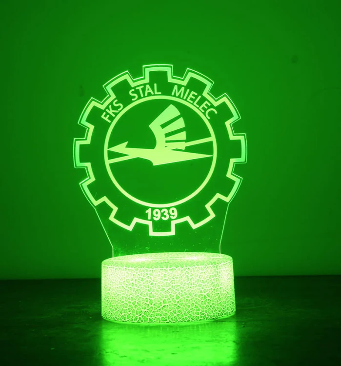 Lampka 3D LED Stal Mielec – nowoczesna nocna lampa dla wiernych kibiców biało–niebieskich.