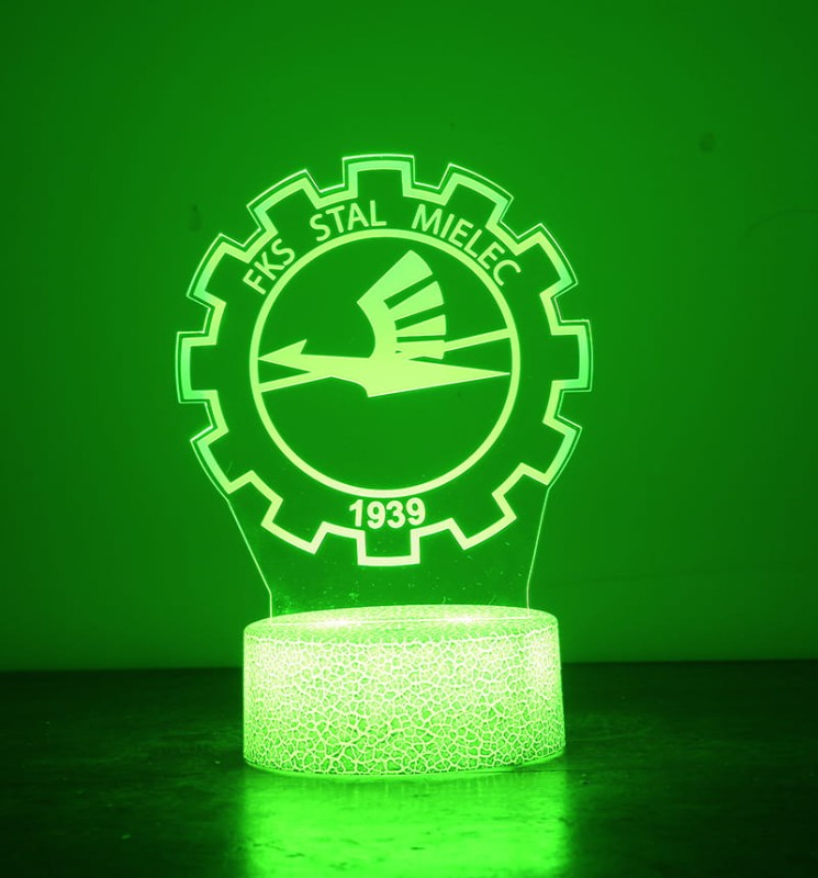 Lampka 3D LED Stal Mielec – nowoczesna nocna lampa dla wiernych kibiców biało–niebieskich.