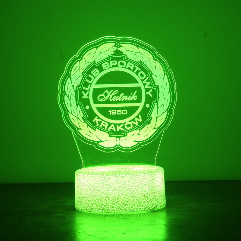 Lampka 3D LED Hutnik Kraków – nowoczesna nocna lampa dla wiernych kibiców biało–niebieskich.