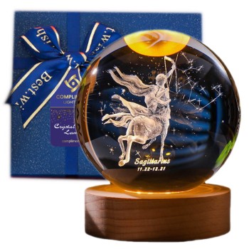 Lampka nocna 3D Kryształowa Kula Znak Zodiaku Strzelec Talizman