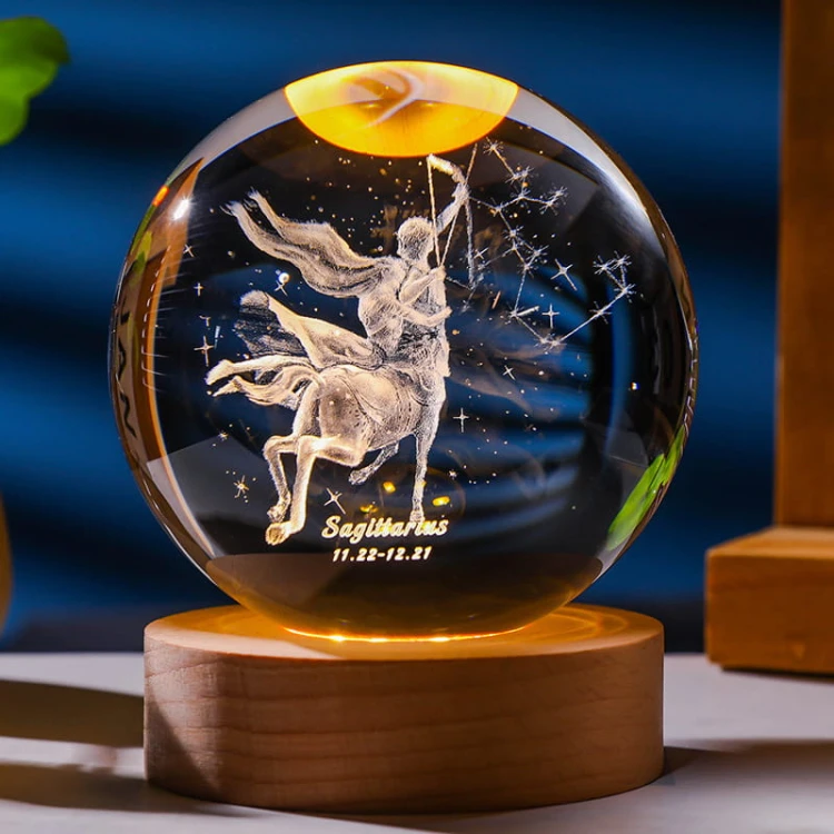 Lampka nocna 3D Kryształowa Kula Znak Zodiaku Strzelec Talizman