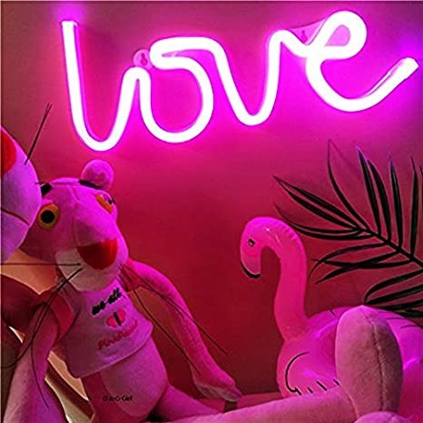 Neon LED Baterie Na ścianę Love