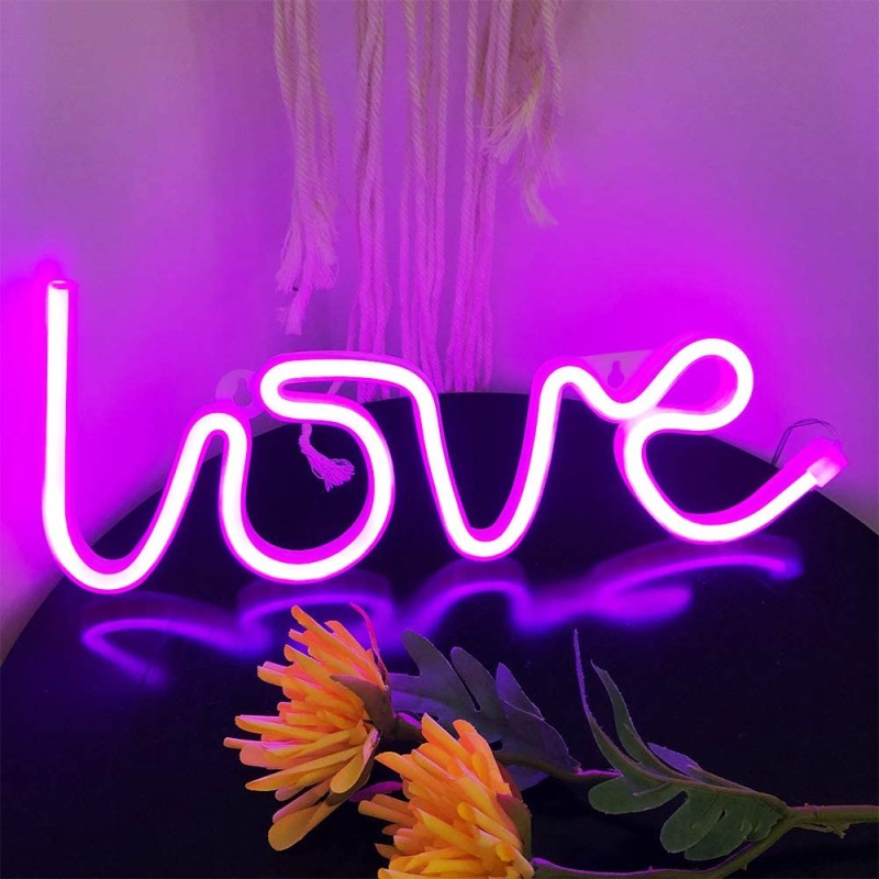 Neon LED Baterie Na ścianę Love