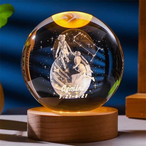 Lampka nocna 3D Kryształowa Kula Znak Zodiaku c Talizman