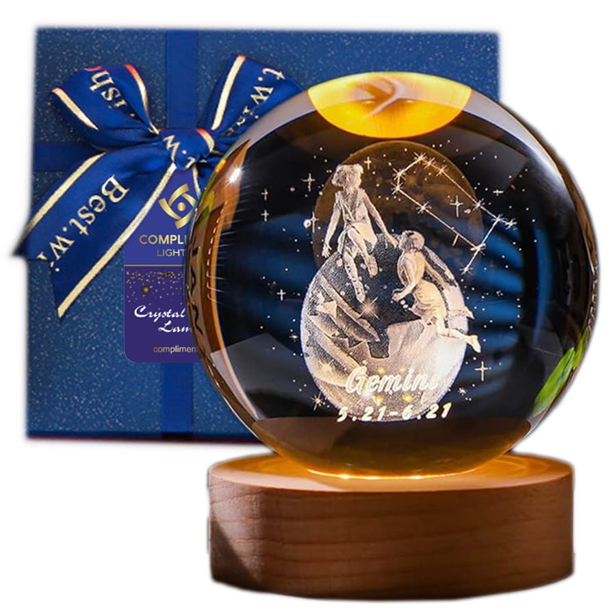 Lampka nocna 3D Kryształowa Kula Znak Zodiaku c Talizman