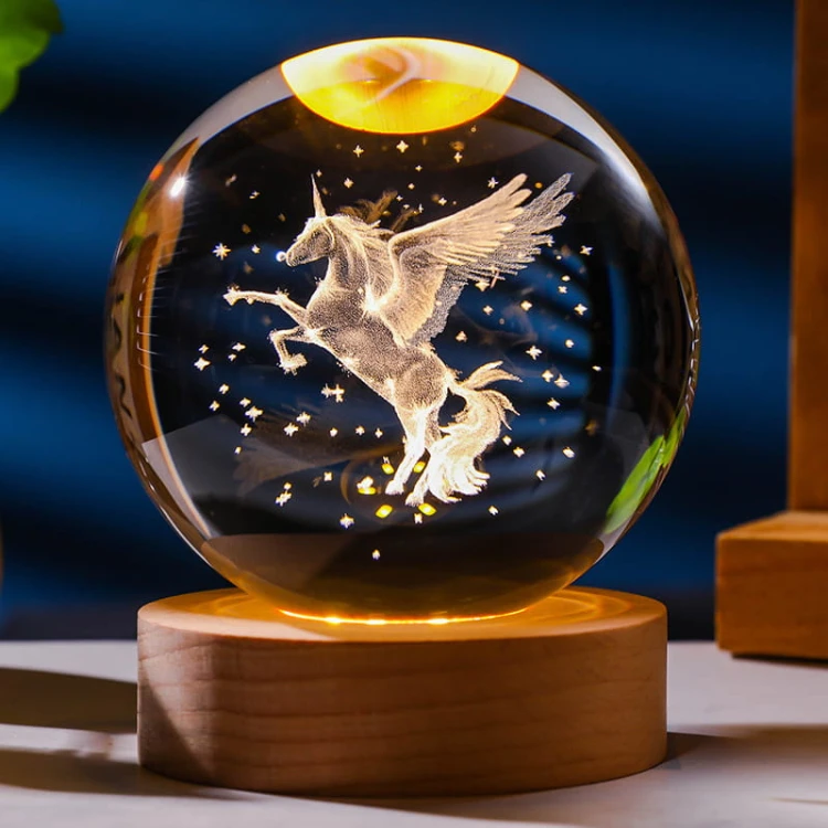 Lampka nocna 3D Kryształowa Kula Znak Zodiaku Pegaz