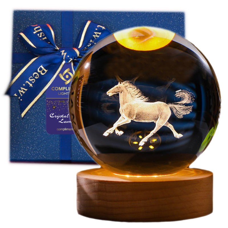Lampka nocna 3D Kryształowa Kula Koń